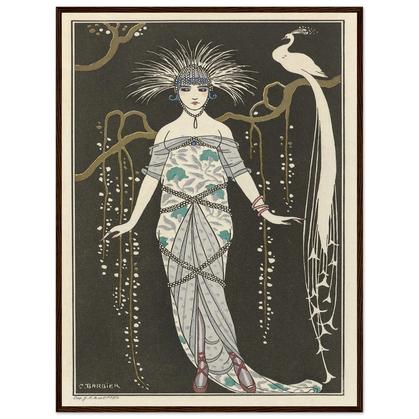 Grande robe du soir (1914) Art Print | George Barbier - Framed Poster - 30x40 cm / 12x16″ - Black frame