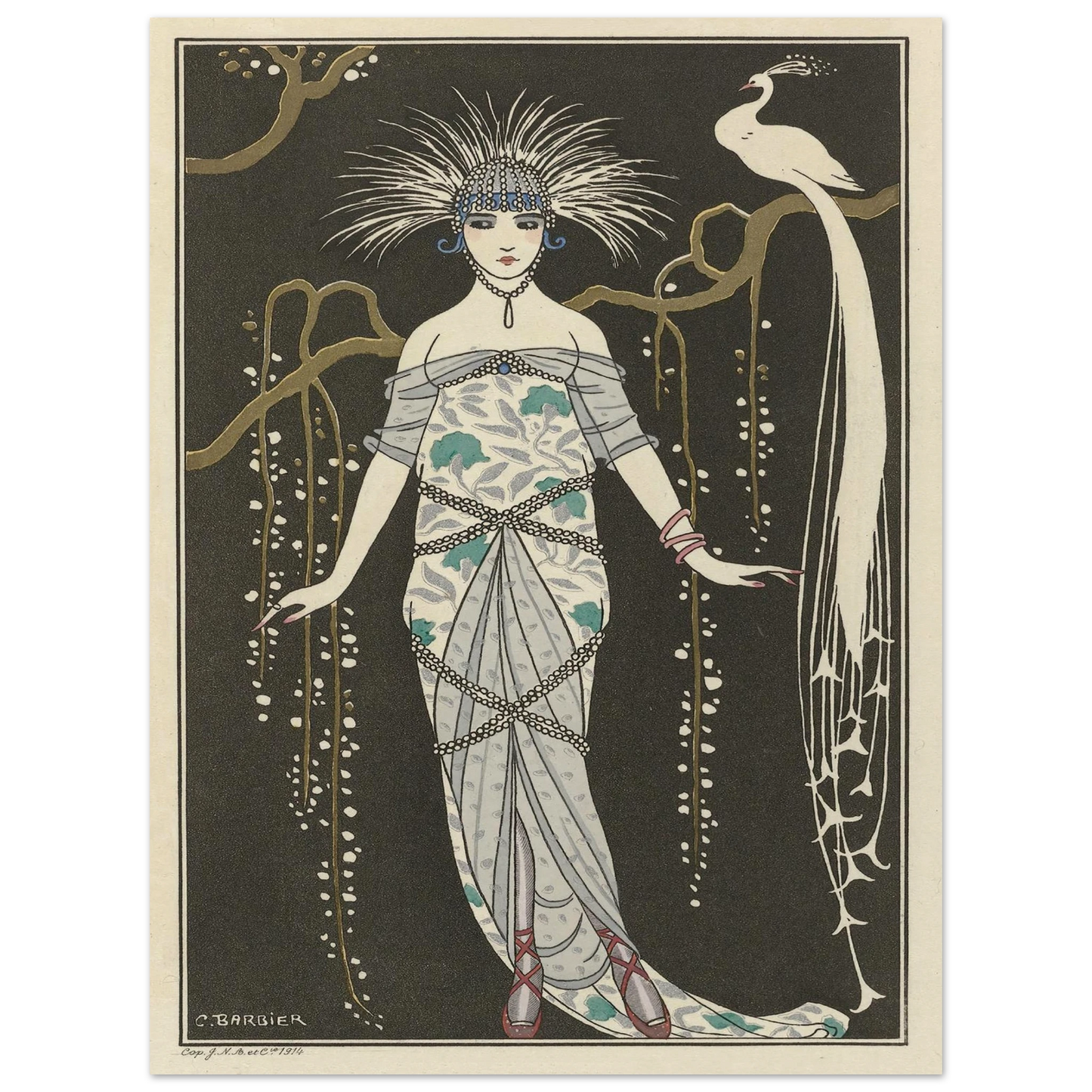 Grande robe du soir (1914) Art Print | George Barbier - Framed Poster - 30x40 cm / 12x16″ - Black frame