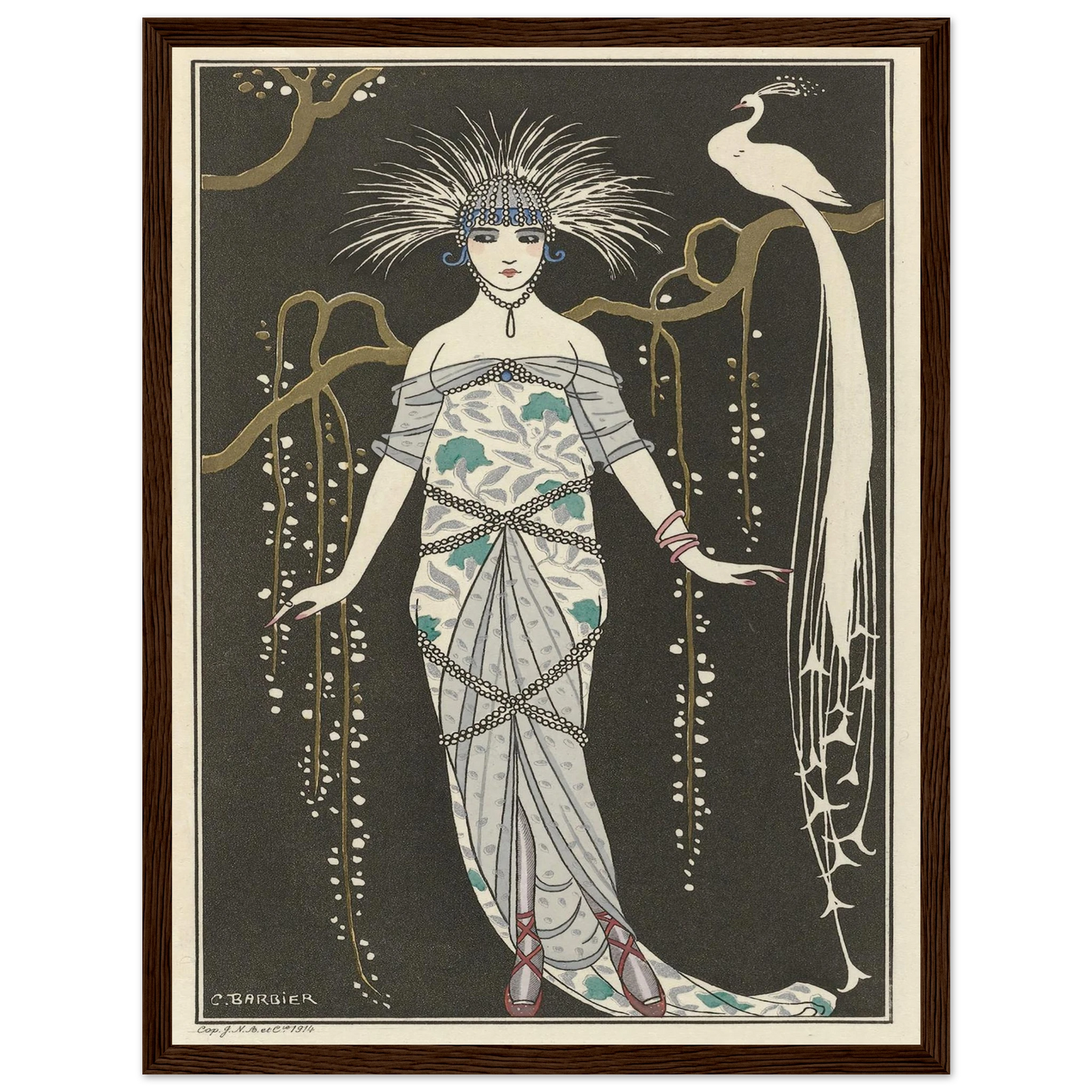 Grande robe du soir (1914) Art Print | George Barbier - Framed Poster - 30x40 cm / 12x16″ - Black frame