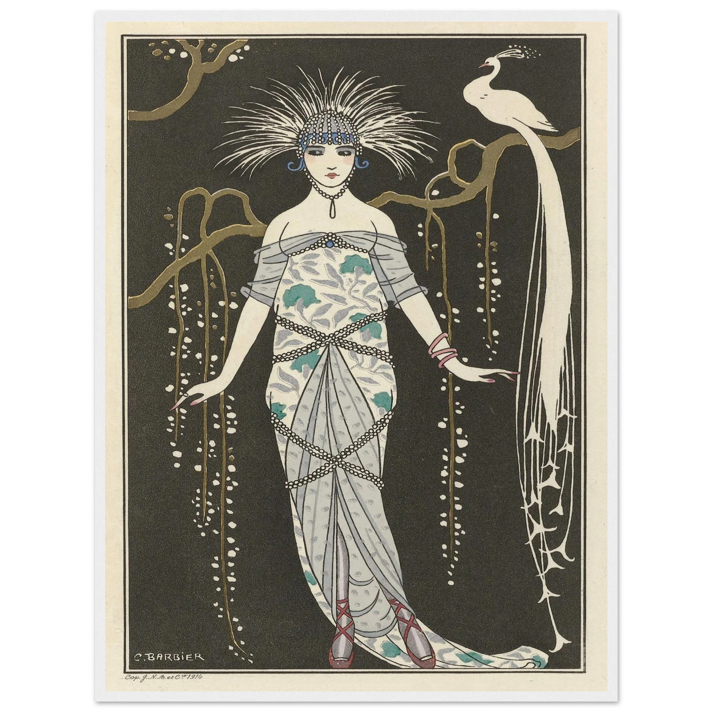 Grande robe du soir (1914) Art Print | George Barbier - Framed Poster - 30x40 cm / 12x16″ - Black frame