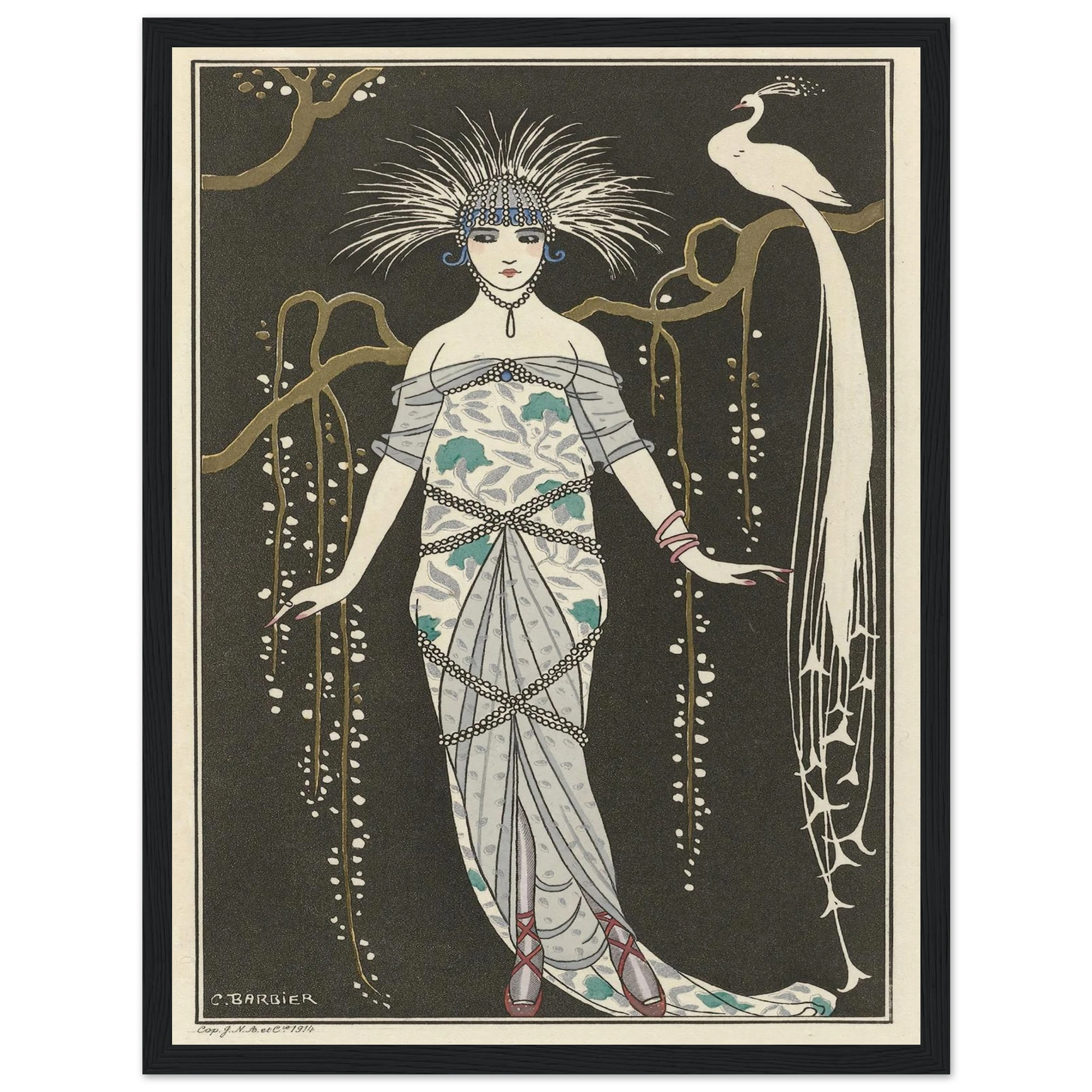 Grande robe du soir (1914) Art Print | George Barbier - Framed Poster - 30x40 cm / 12x16″ - Black frame