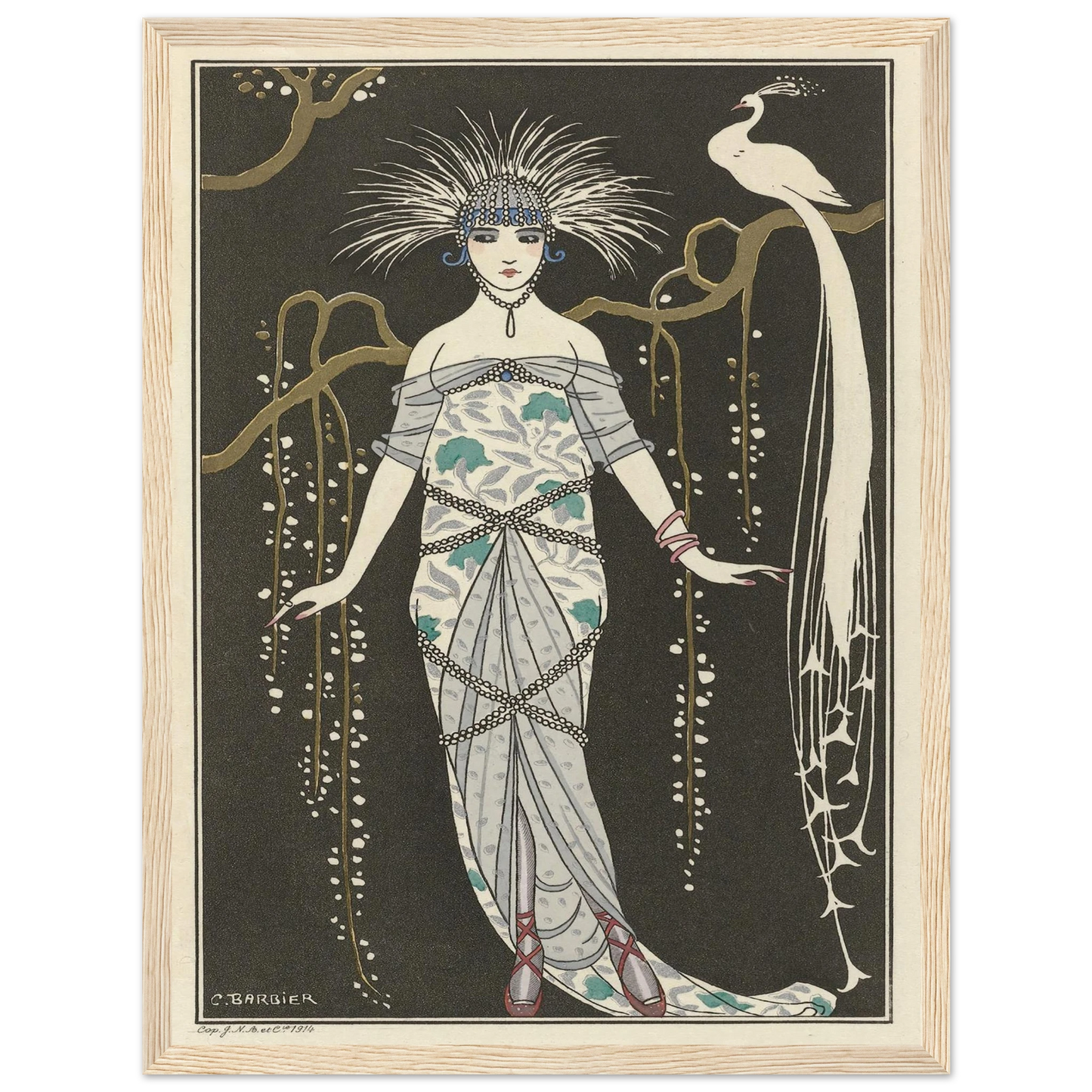 Grande robe du soir (1914) Art Print | George Barbier - Framed Poster - 30x40 cm / 12x16″ - Black frame