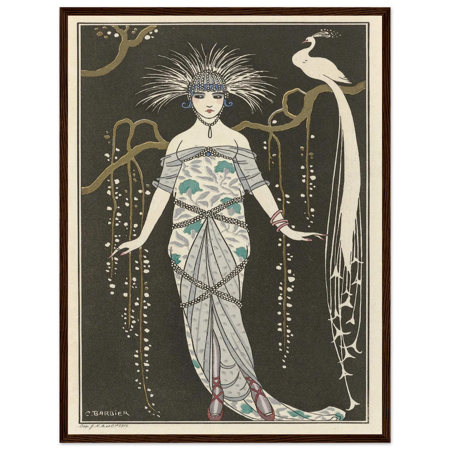 Grande robe du soir (1914) Art Print | George Barbier - Framed Poster - 30x40 cm / 12x16″ - Black frame