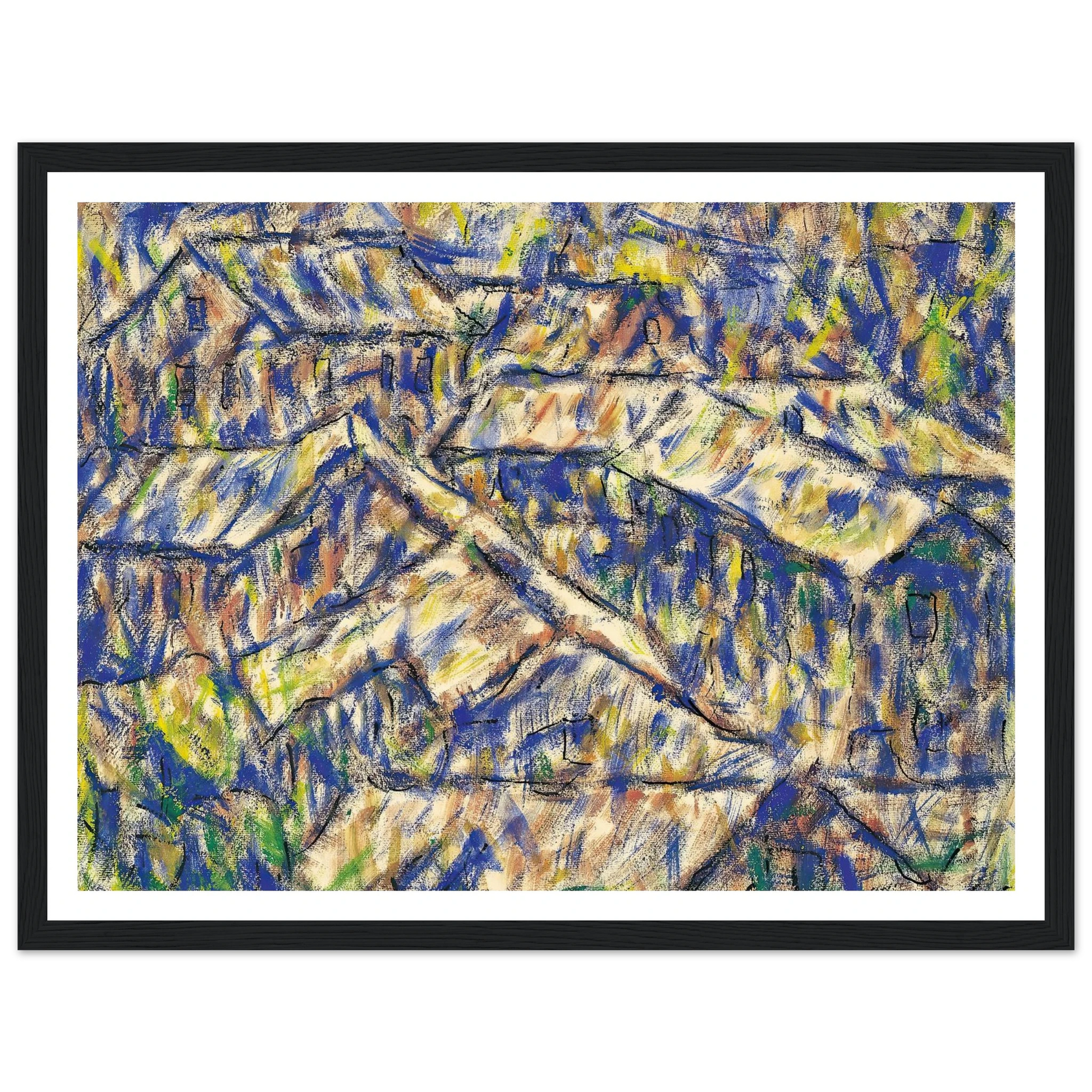 Granithäuser (Arcegno) (1927) Art Print | Christian Rohlfs - Framed Poster - 30x40 cm / 12x16″ - Black frame