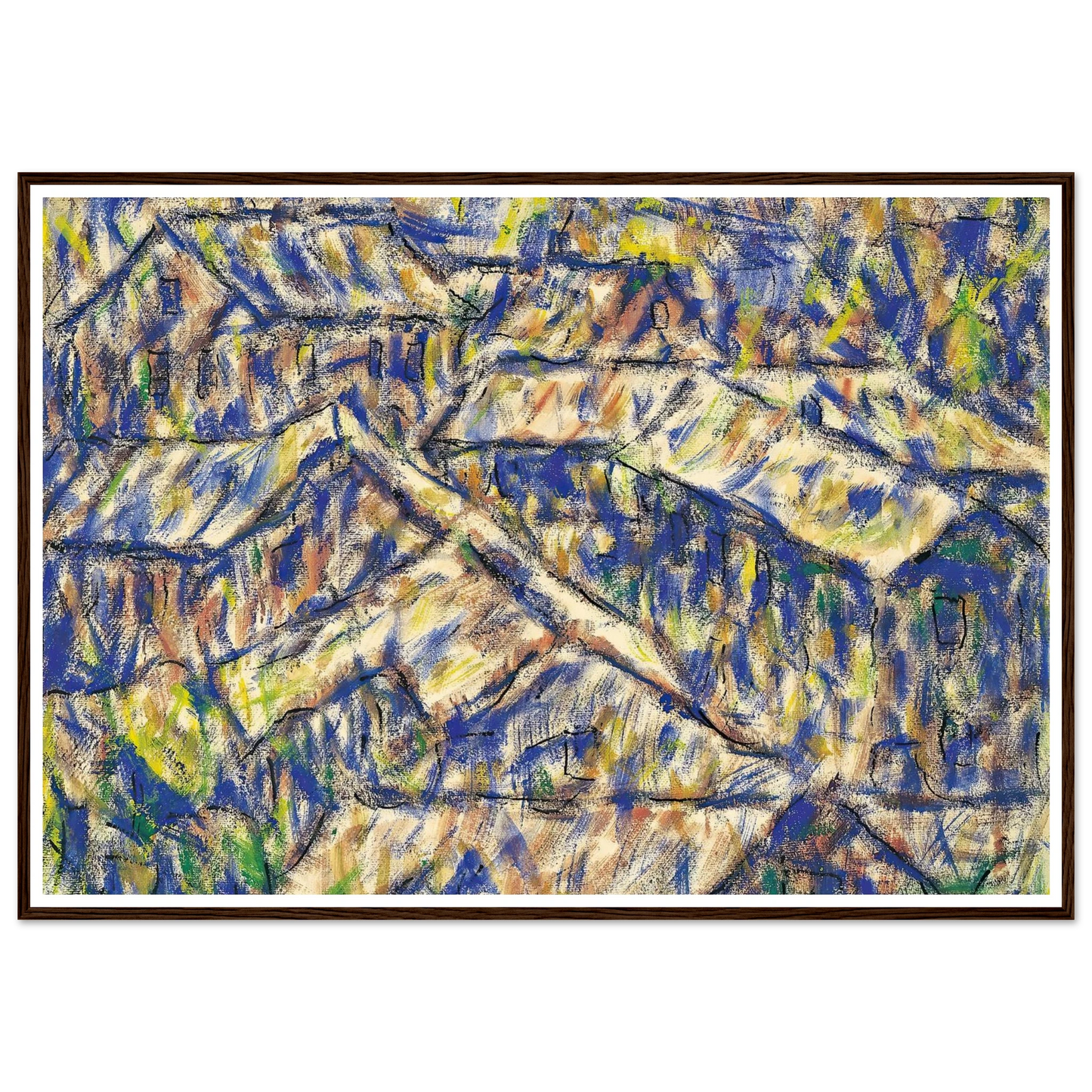 Granithäuser (Arcegno) (1927) Art Print | Christian Rohlfs - Framed Poster - 30x40 cm / 12x16″ - Black frame