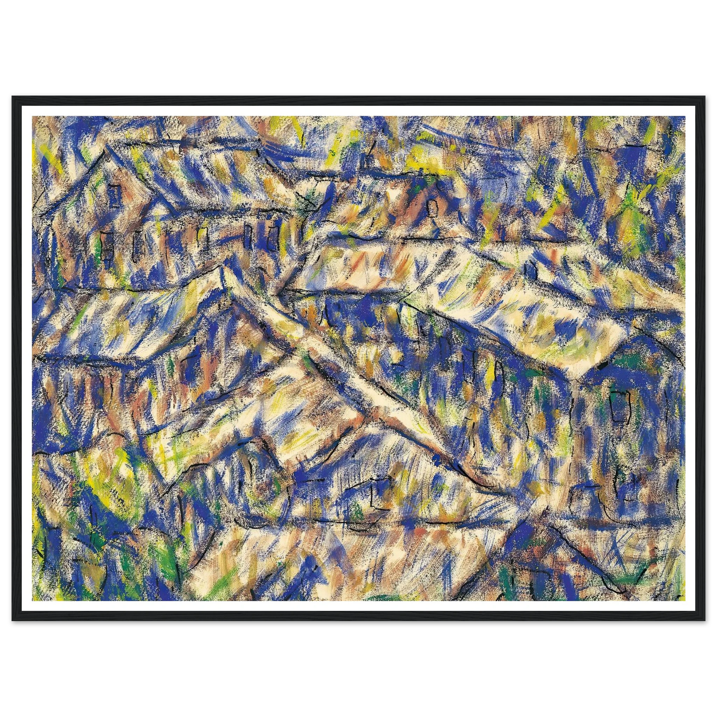 Granithäuser (Arcegno) (1927) Art Print | Christian Rohlfs - Framed Poster - 30x40 cm / 12x16″ - Black frame