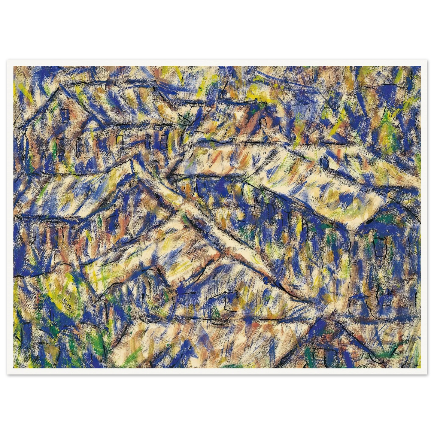 Granithäuser (Arcegno) (1927) Art Print | Christian Rohlfs - Framed Poster - 30x40 cm / 12x16″ - Black frame