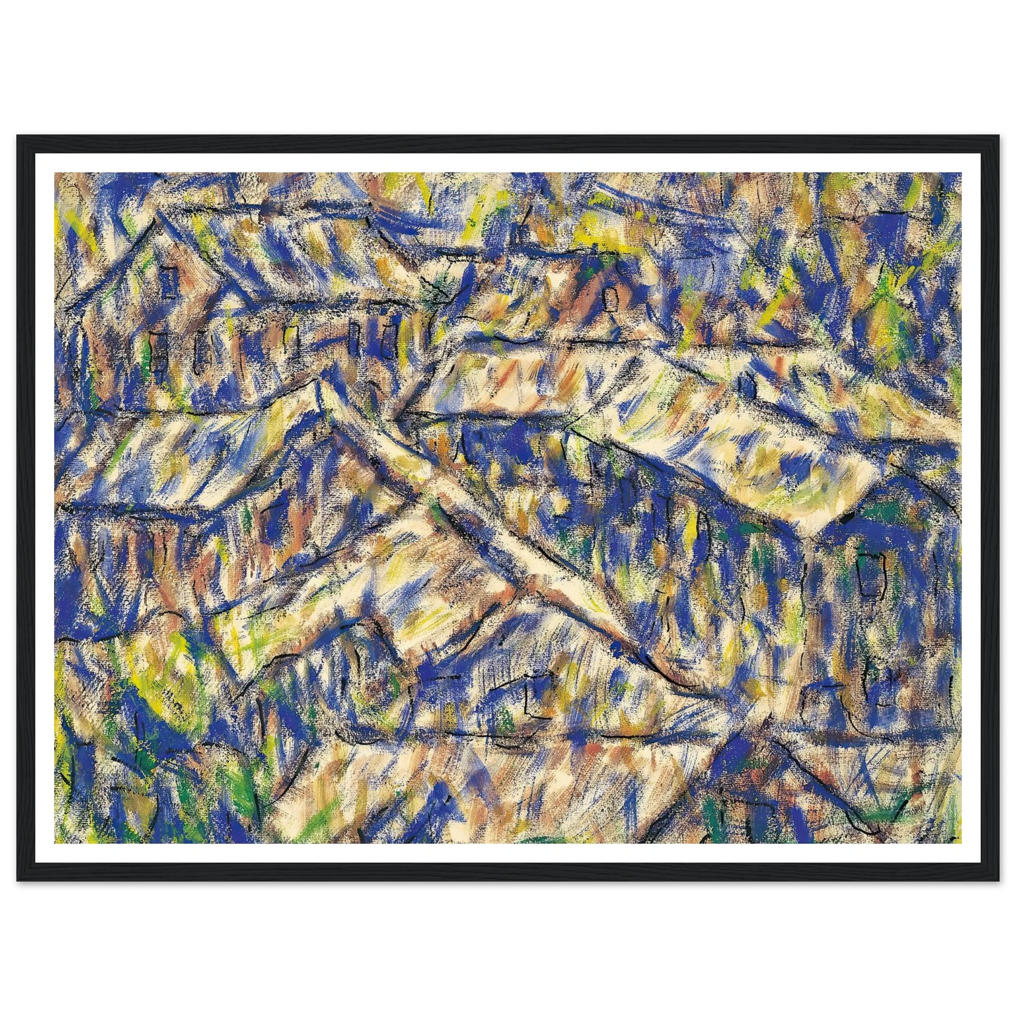 Granithäuser (Arcegno) (1927) Art Print | Christian Rohlfs - Framed Poster - 30x40 cm / 12x16″ - Black frame