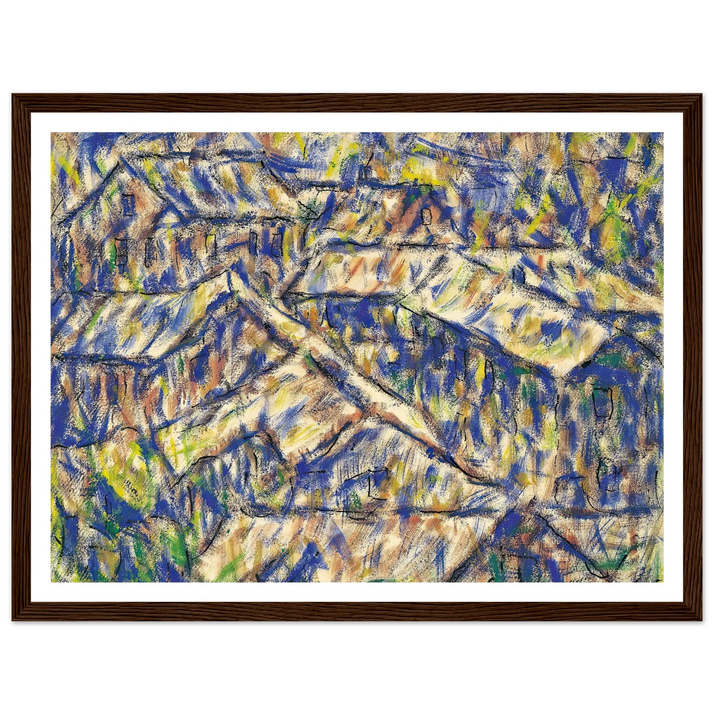 Granithäuser (Arcegno) (1927) Art Print | Christian Rohlfs - Framed Poster - 30x40 cm / 12x16″ - Black frame