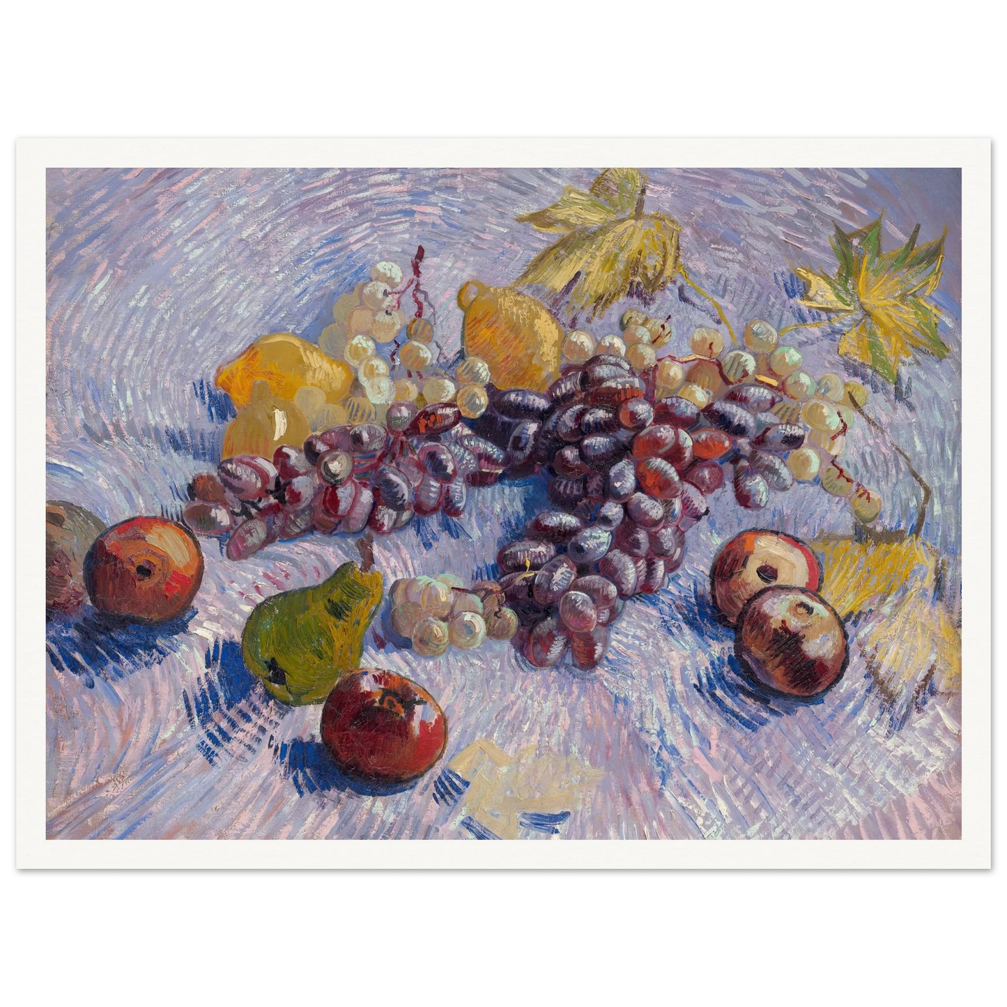 Grapes, Lemons, Pears, and Apples (1887) Art Print | Vincent van Gogh - Framed Poster - 30x40 cm / 12x16″ - Black frame