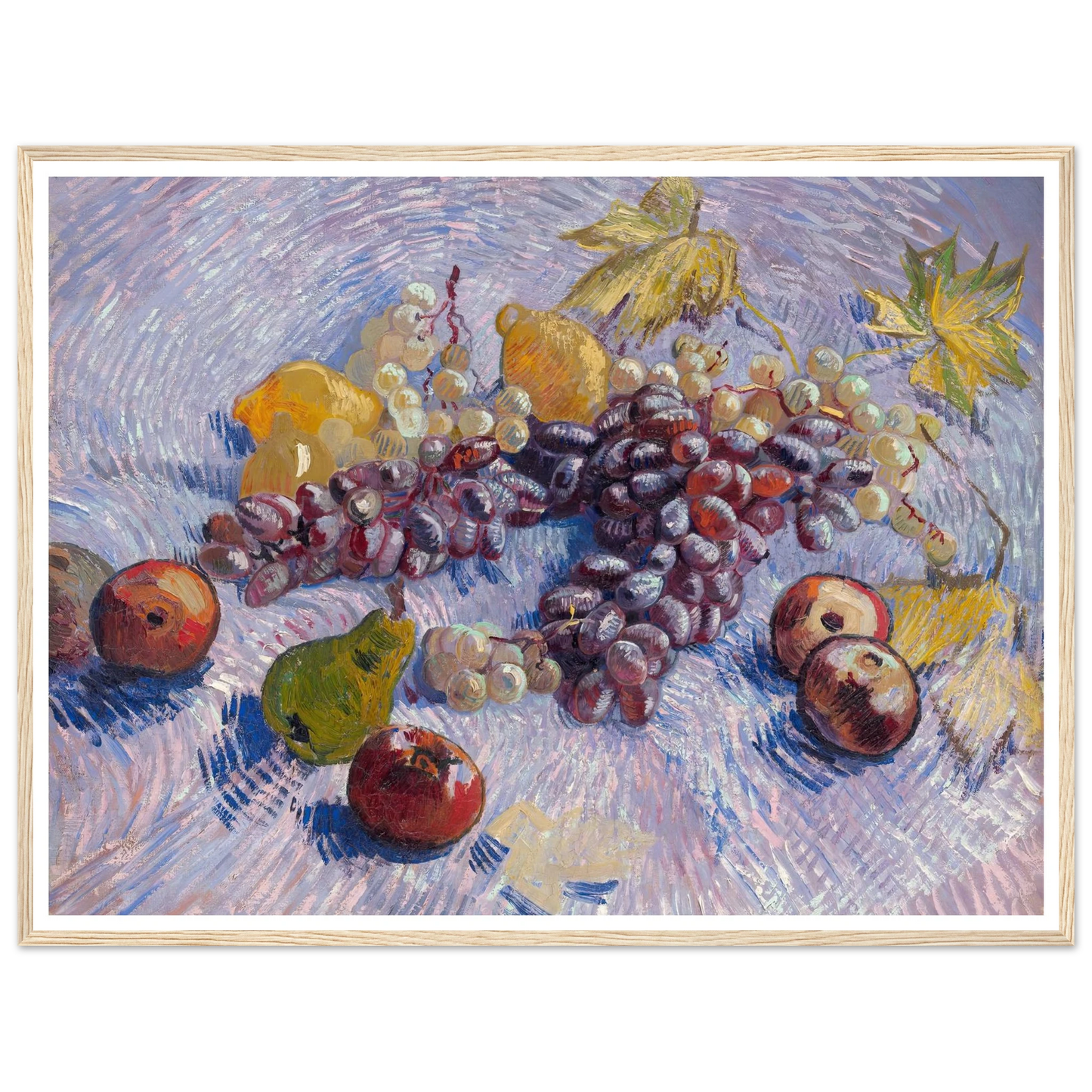Grapes, Lemons, Pears, and Apples (1887) Art Print | Vincent van Gogh - Framed Poster - 30x40 cm / 12x16″ - Black frame