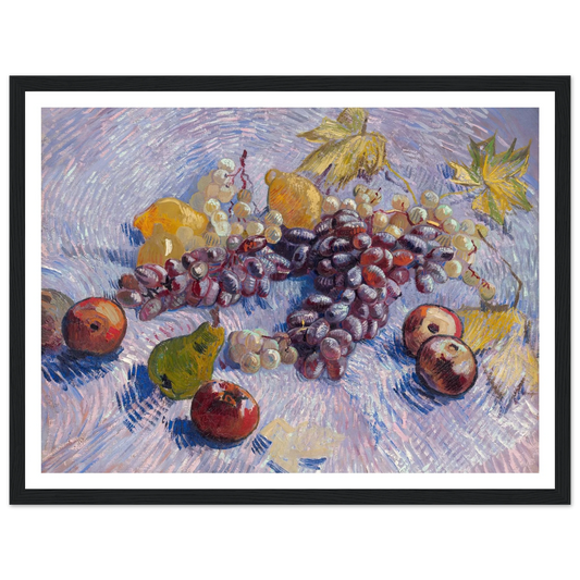 Grapes, Lemons, Pears, and Apples (1887) Art Print | Vincent van Gogh - Framed Poster - 30x40 cm / 12x16″ - Black frame