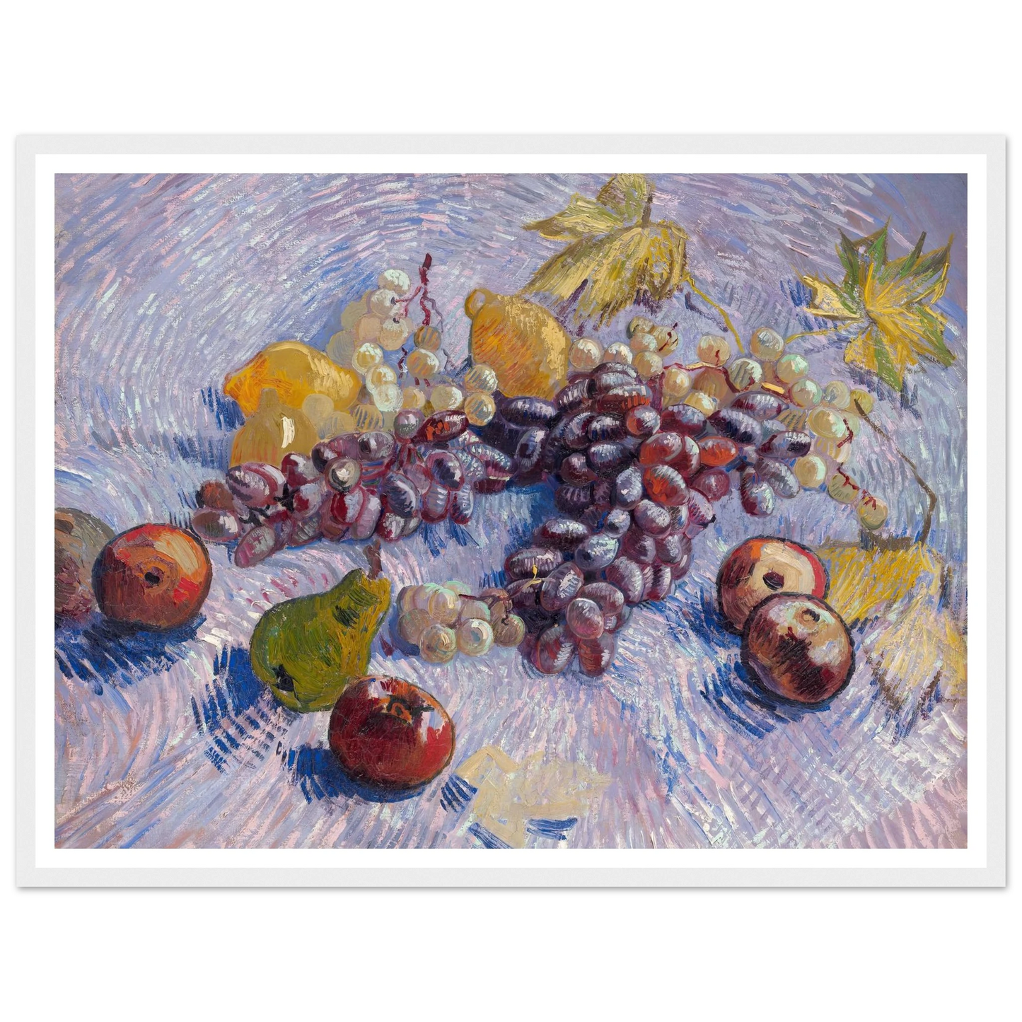 Grapes, Lemons, Pears, and Apples (1887) Art Print | Vincent van Gogh - Framed Poster - 30x40 cm / 12x16″ - Black frame
