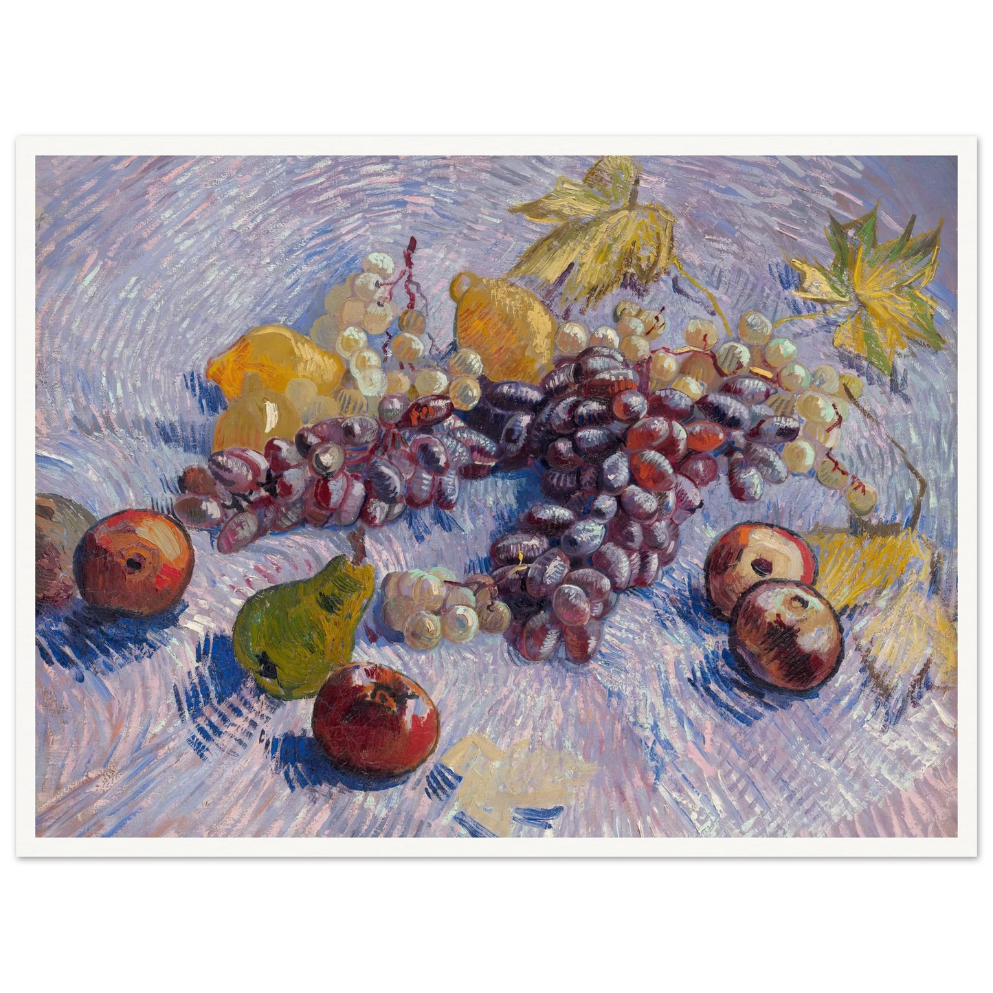 Grapes, Lemons, Pears, and Apples (1887) Art Print | Vincent van Gogh - Framed Poster - 30x40 cm / 12x16″ - Black frame