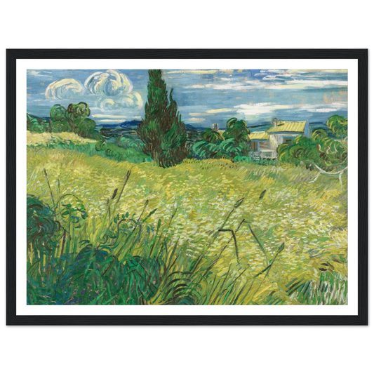 Green Field (1889) Art Print | Vincent van Gogh - Framed Poster - 30x40 cm / 12x16″ - Black frame