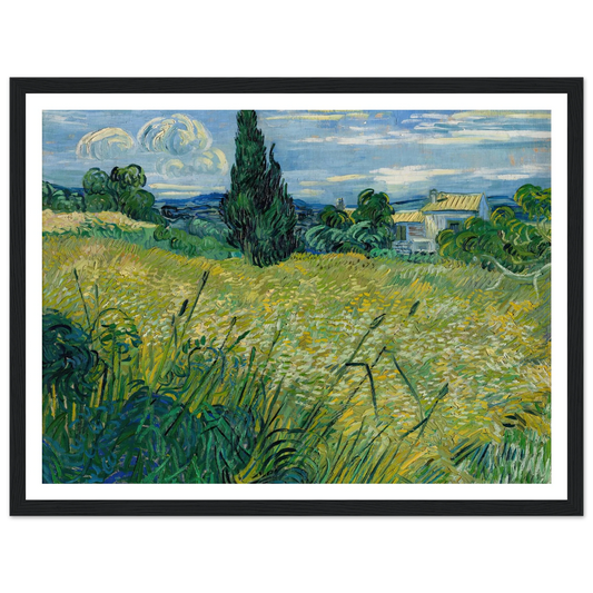 Green Wheat Field with Cypress (1889) Art Print | Vincent van Gogh - Framed Poster - 30x40 cm / 12x16″ - Black frame