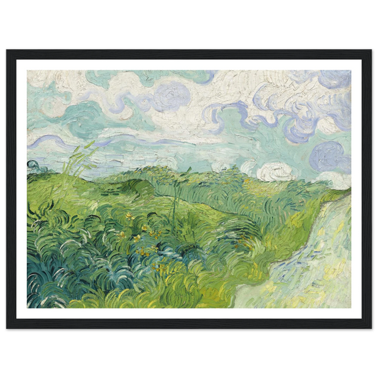 Green Wheat Fields, Auvers (1890) Art Print | Vincent van Gogh - Framed Poster - 30x40 cm / 12x16″ - Black frame