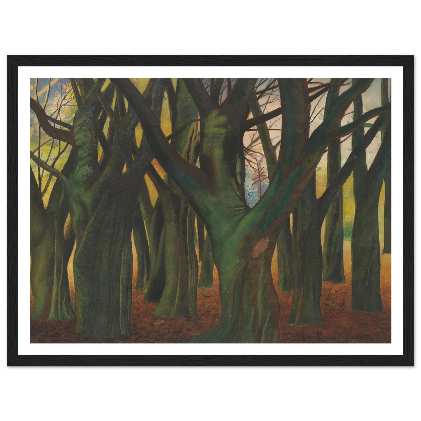 Groene bomen (1941) Art Print | Leon Spilliaert - Framed Poster - 30x40 cm / 12x16″ - Black frame