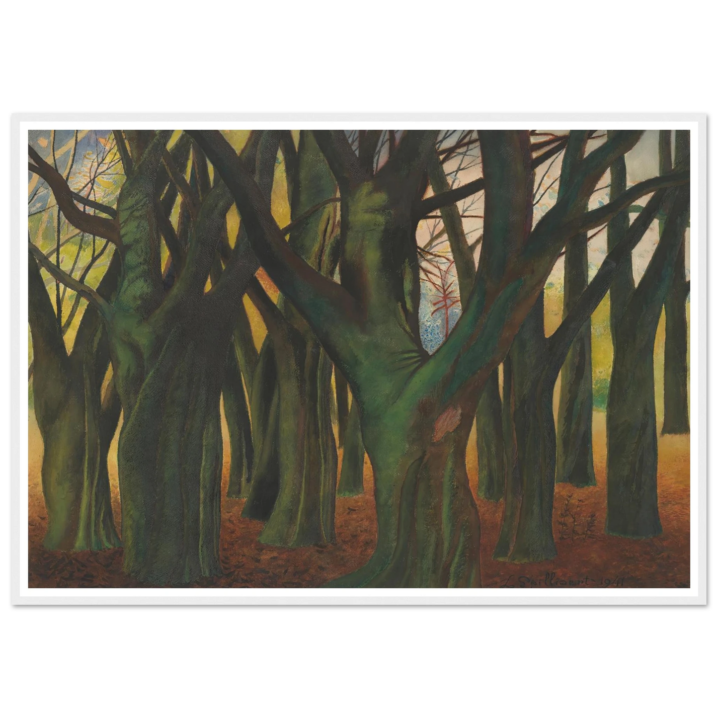 Groene bomen (1941) Art Print | Leon Spilliaert - Framed Poster - 30x40 cm / 12x16″ - Black frame
