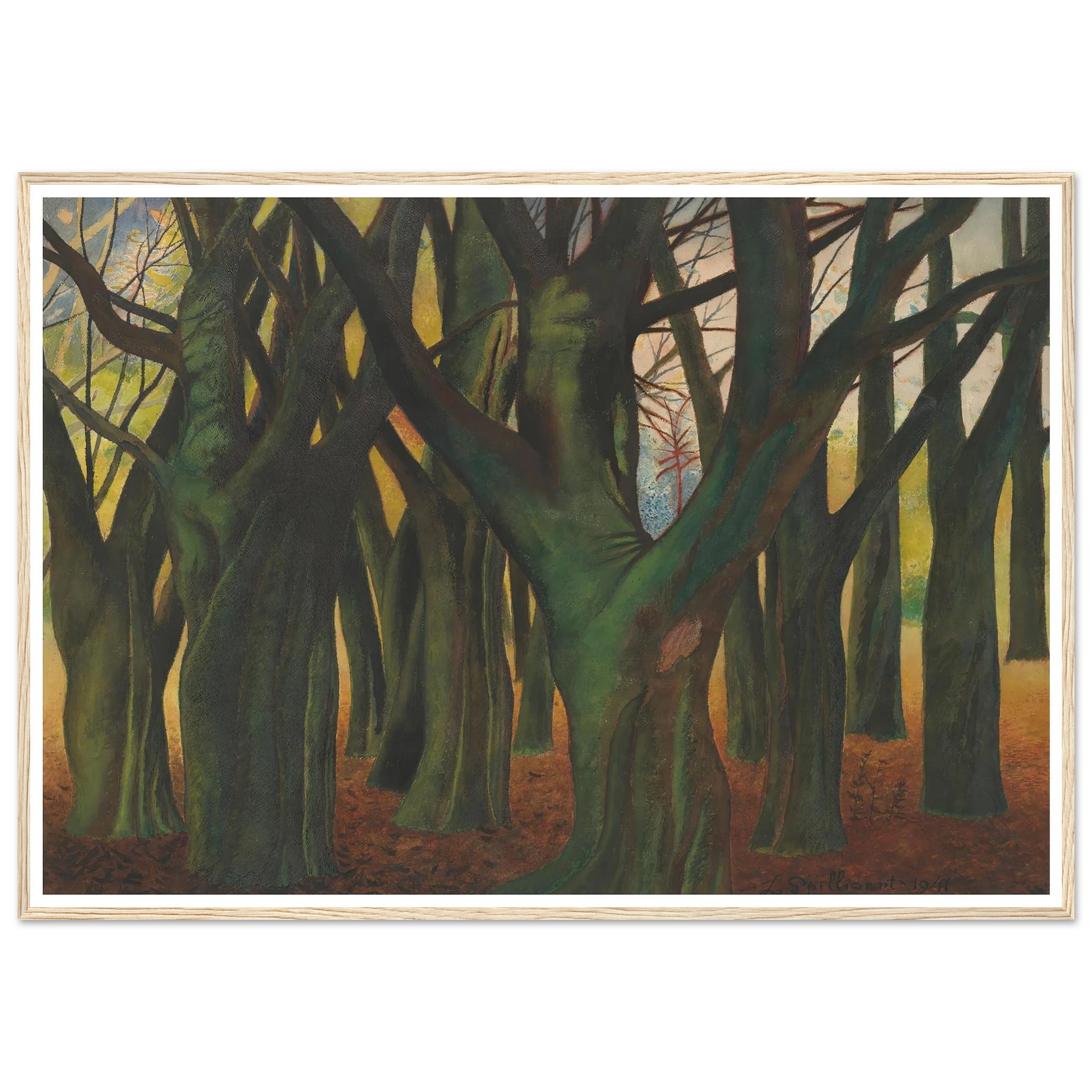 Groene bomen (1941) Art Print | Leon Spilliaert - Framed Poster - 30x40 cm / 12x16″ - Black frame