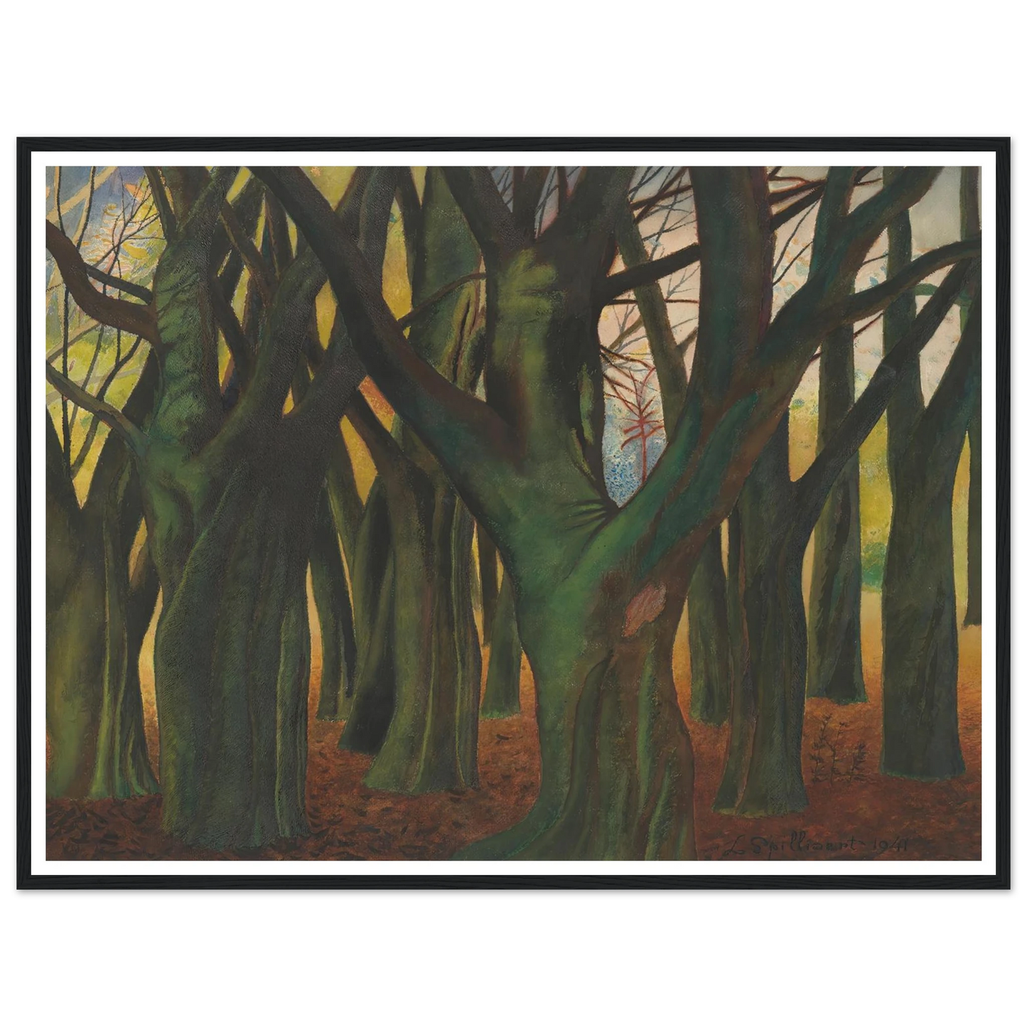 Groene bomen (1941) Art Print | Leon Spilliaert - Framed Poster - 30x40 cm / 12x16″ - Black frame