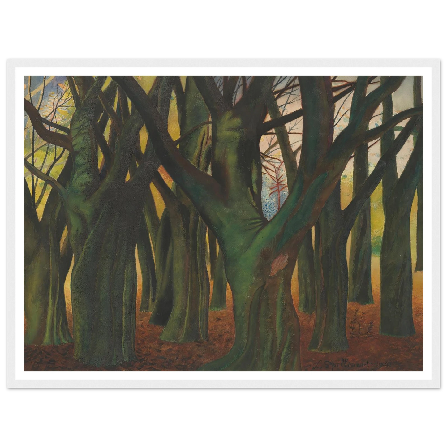 Groene bomen (1941) Art Print | Leon Spilliaert - Framed Poster - 30x40 cm / 12x16″ - Black frame