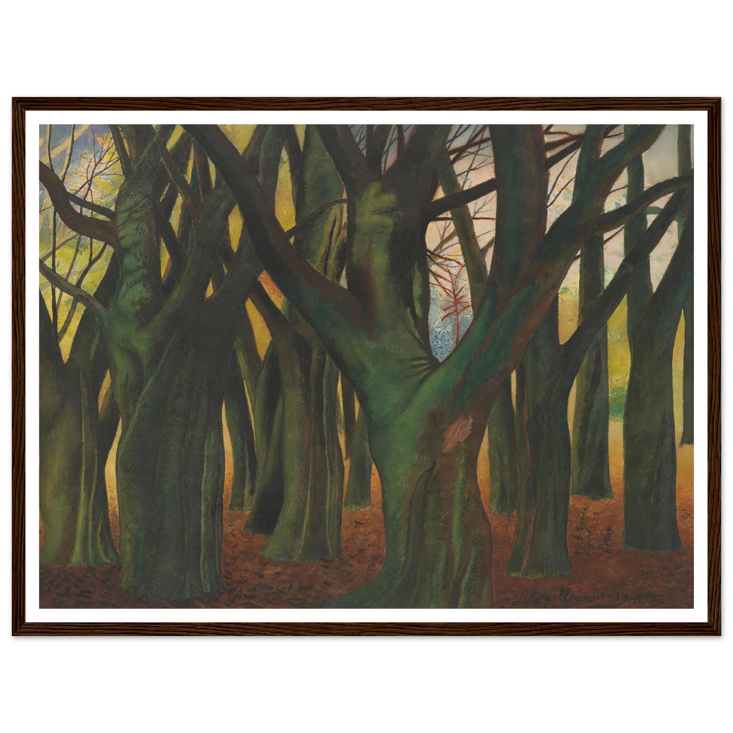 Groene bomen (1941) Art Print | Leon Spilliaert - Framed Poster - 30x40 cm / 12x16″ - Black frame