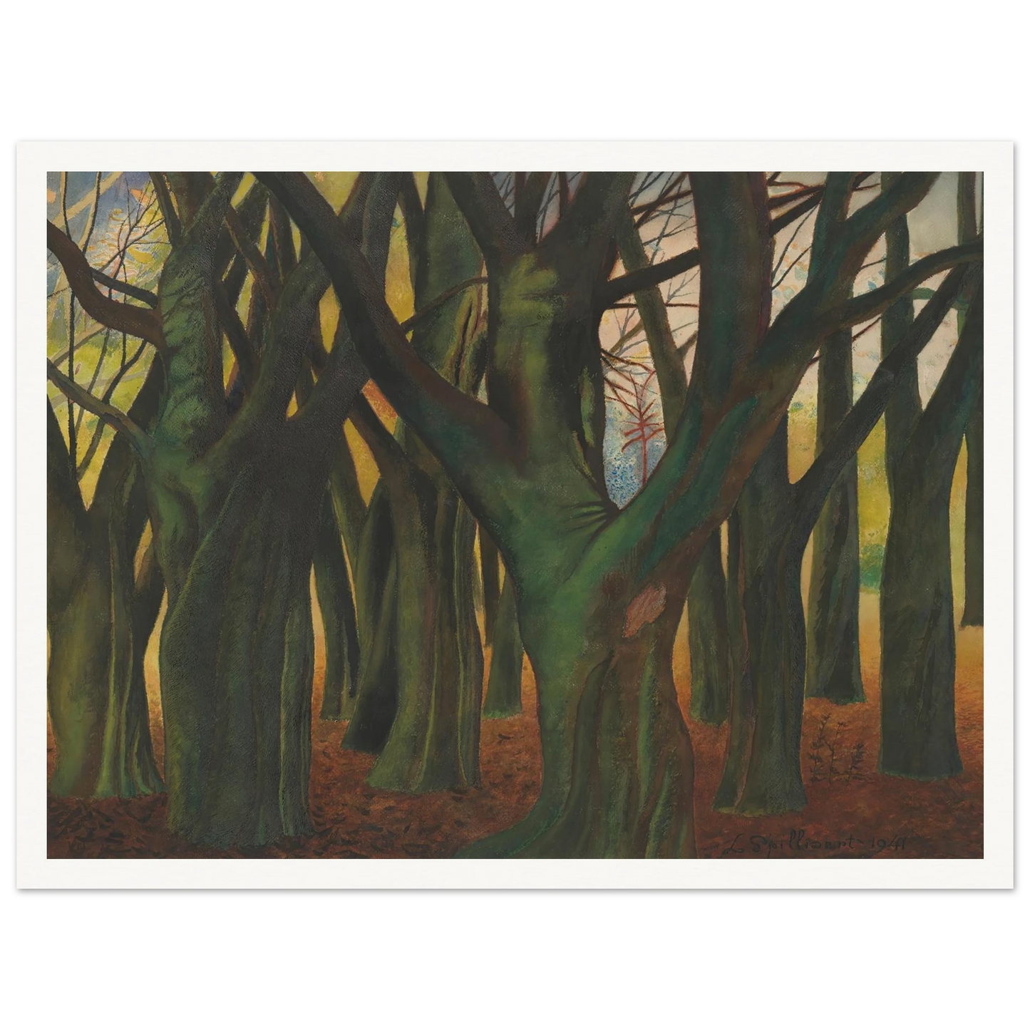 Groene bomen (1941) Art Print | Leon Spilliaert - Framed Poster - 30x40 cm / 12x16″ - Black frame