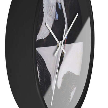 Group IX-SUW, The Swan, No. 1 Wall Clock | Hilma af Klint - White - Black Base - 10"