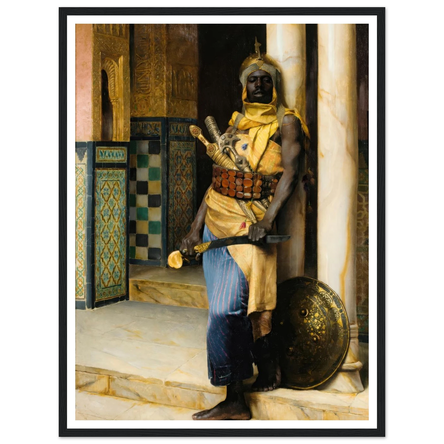 Guarding the Palace (1888) Art Print | Ludwig Deutsch - Framed Poster - 30x40 cm / 12x16″ - Black frame