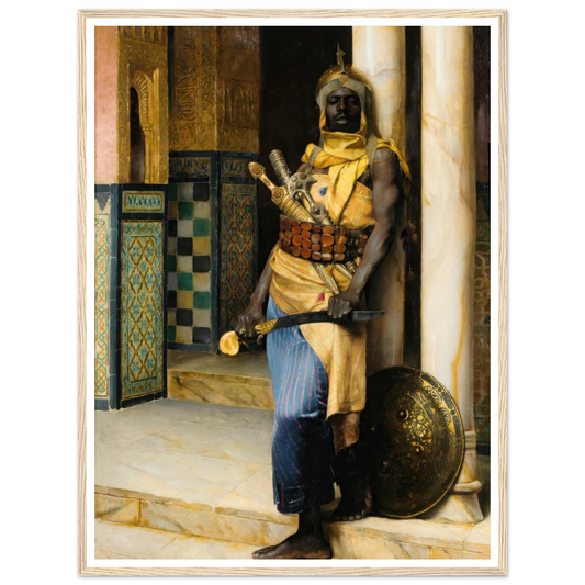 Guarding the Palace (1888) Art Print | Ludwig Deutsch - Framed Poster - 30x40 cm / 12x16″ - Black frame