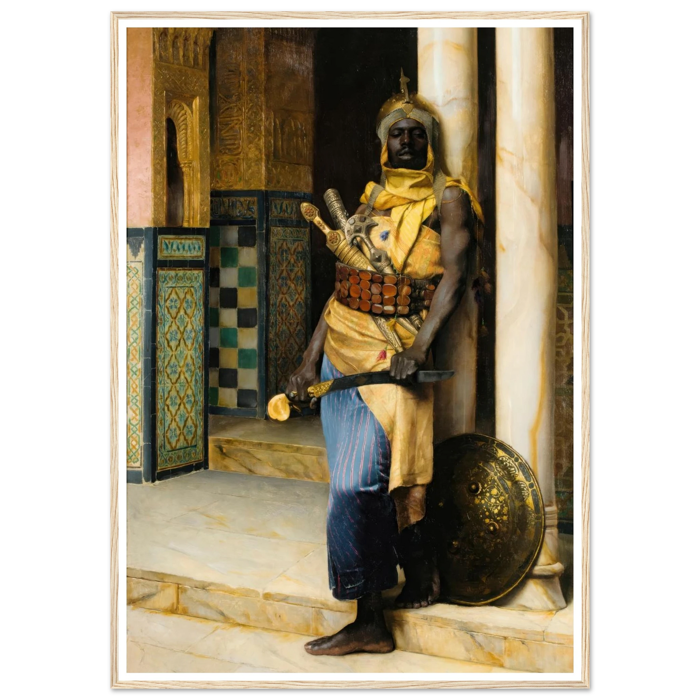 Guarding the Palace (1888) Art Print | Ludwig Deutsch - Framed Poster - 30x40 cm / 12x16″ - Black frame