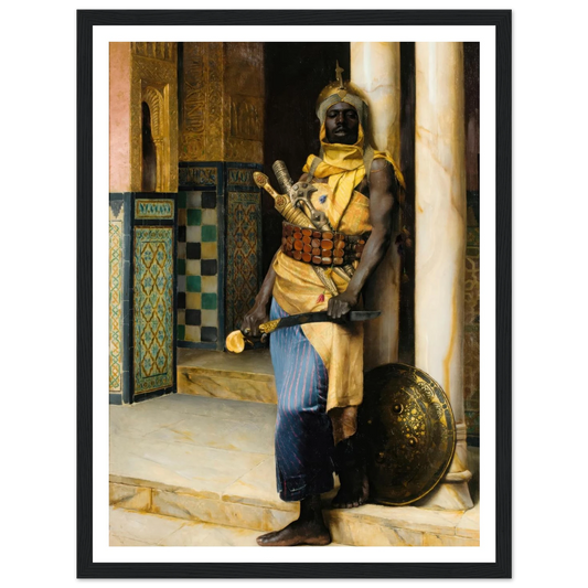 Guarding the Palace (1888) Art Print | Ludwig Deutsch - Framed Poster - 30x40 cm / 12x16″ - Black frame