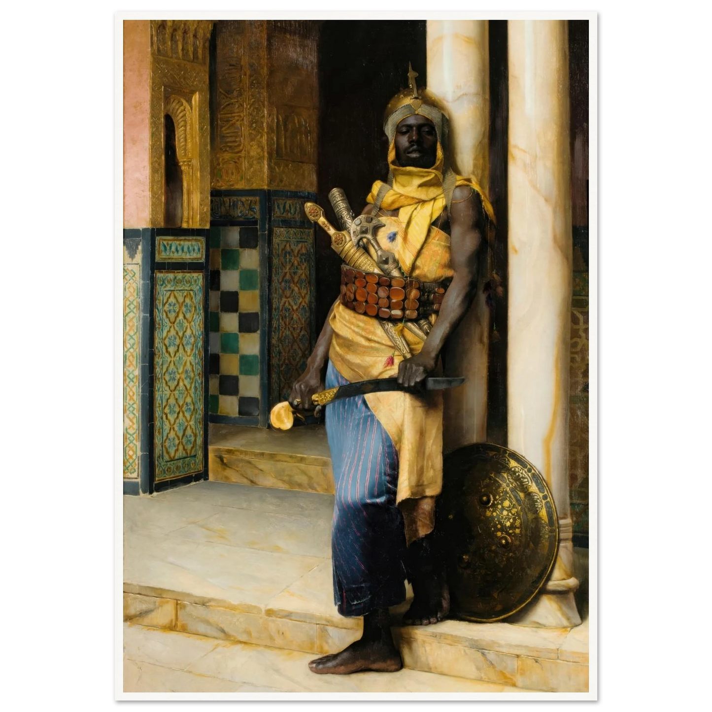 Guarding the Palace (1888) Art Print | Ludwig Deutsch - Framed Poster - 30x40 cm / 12x16″ - Black frame