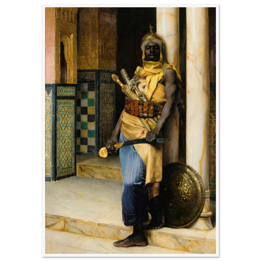 Guarding the Palace (1888) Art Print | Ludwig Deutsch - Framed Poster - 30x40 cm / 12x16″ - Black frame