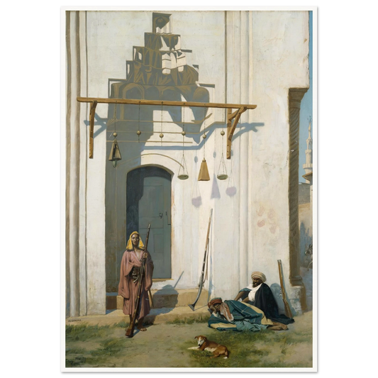 Guards at the Door of a Tomb (1870s) Art Print | Jean Leon Gerome - Framed Poster - 30x40 cm / 12x16″ - Black frame