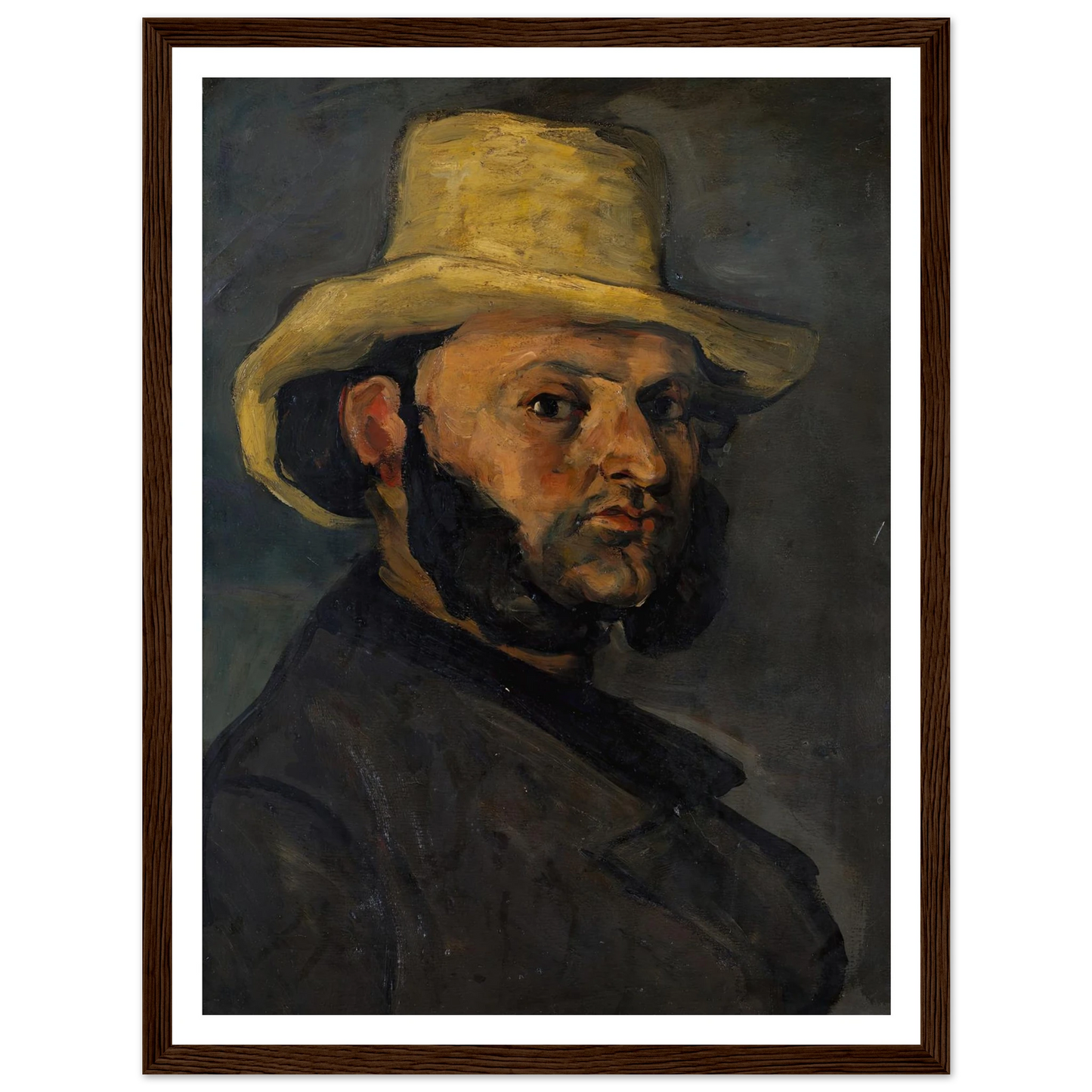 Gustave Boyer (b. 1840) in a Straw Hat (1870–71) Art Print | Paul Cezanne - Framed Poster - 30x40 cm / 12x16″ - Black frame