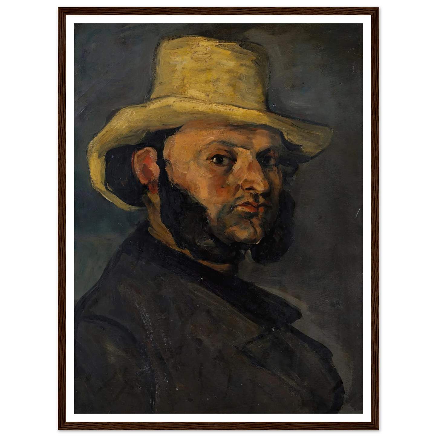 Gustave Boyer (b. 1840) in a Straw Hat (1870–71) Art Print | Paul Cezanne - Framed Poster - 30x40 cm / 12x16″ - Black frame