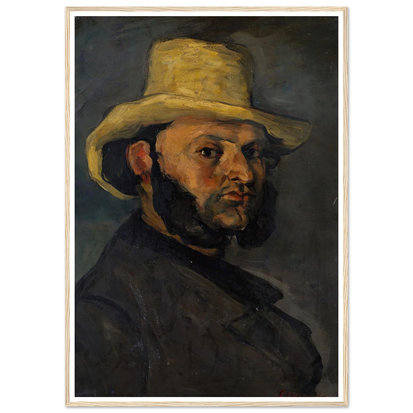 Gustave Boyer (b. 1840) in a Straw Hat (1870–71) Art Print | Paul Cezanne - Framed Poster - 30x40 cm / 12x16″ - Black frame