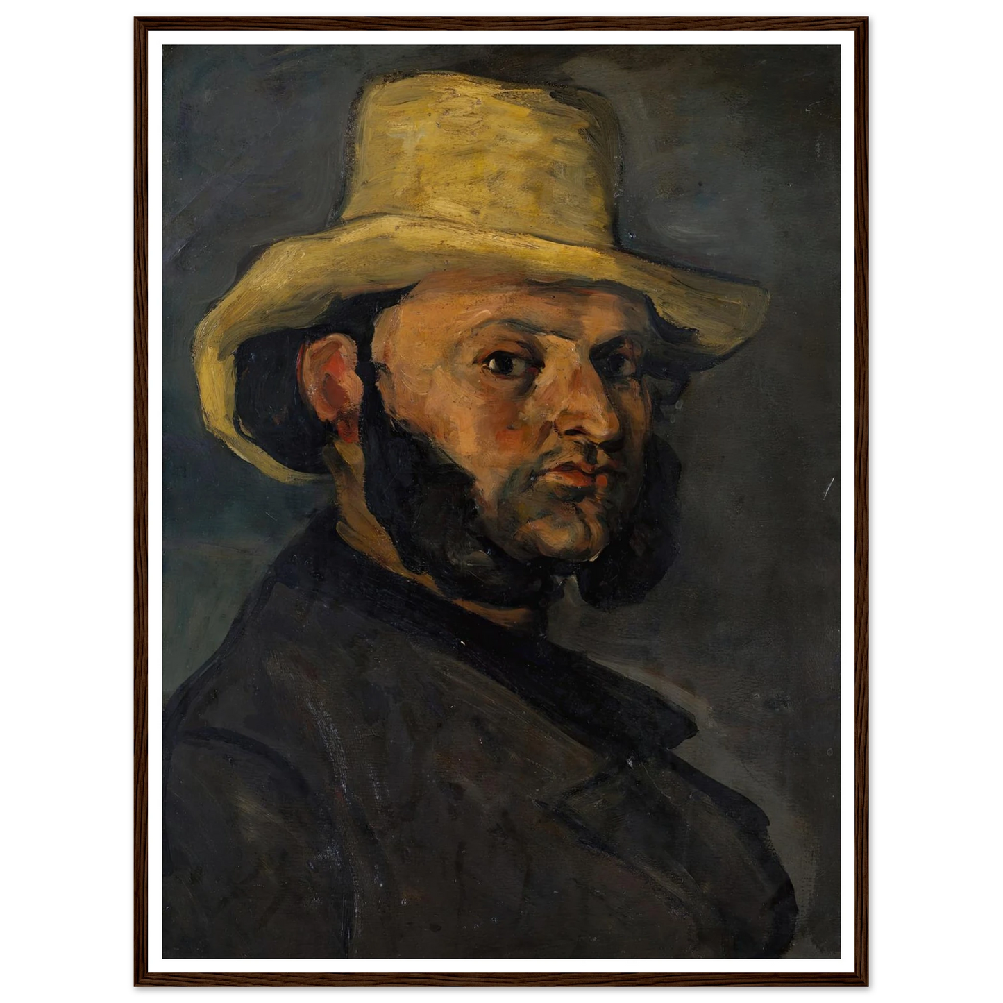 Gustave Boyer (b. 1840) in a Straw Hat (1870–71) Art Print | Paul Cezanne - Framed Poster - 30x40 cm / 12x16″ - Black frame