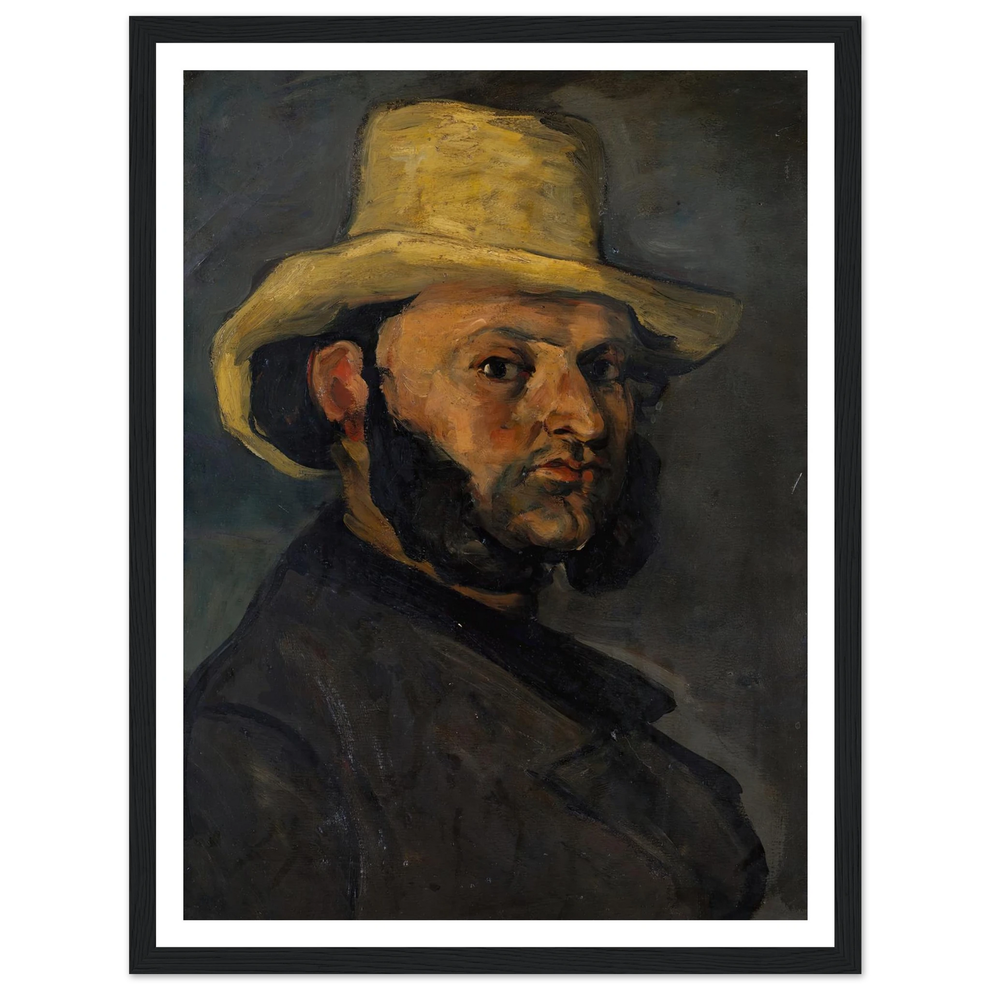 Gustave Boyer (b. 1840) in a Straw Hat (1870–71) Art Print | Paul Cezanne - Framed Poster - 30x40 cm / 12x16″ - Black frame