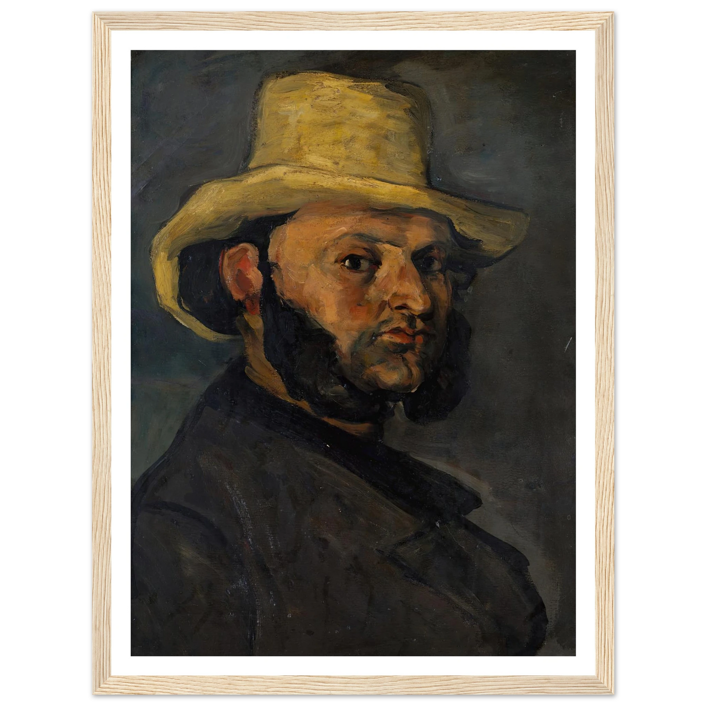Gustave Boyer (b. 1840) in a Straw Hat (1870–71) Art Print | Paul Cezanne - Framed Poster - 30x40 cm / 12x16″ - Black frame