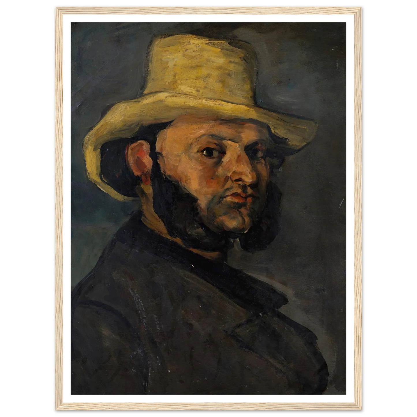 Gustave Boyer (b. 1840) in a Straw Hat (1870–71) Art Print | Paul Cezanne - Framed Poster - 30x40 cm / 12x16″ - Black frame