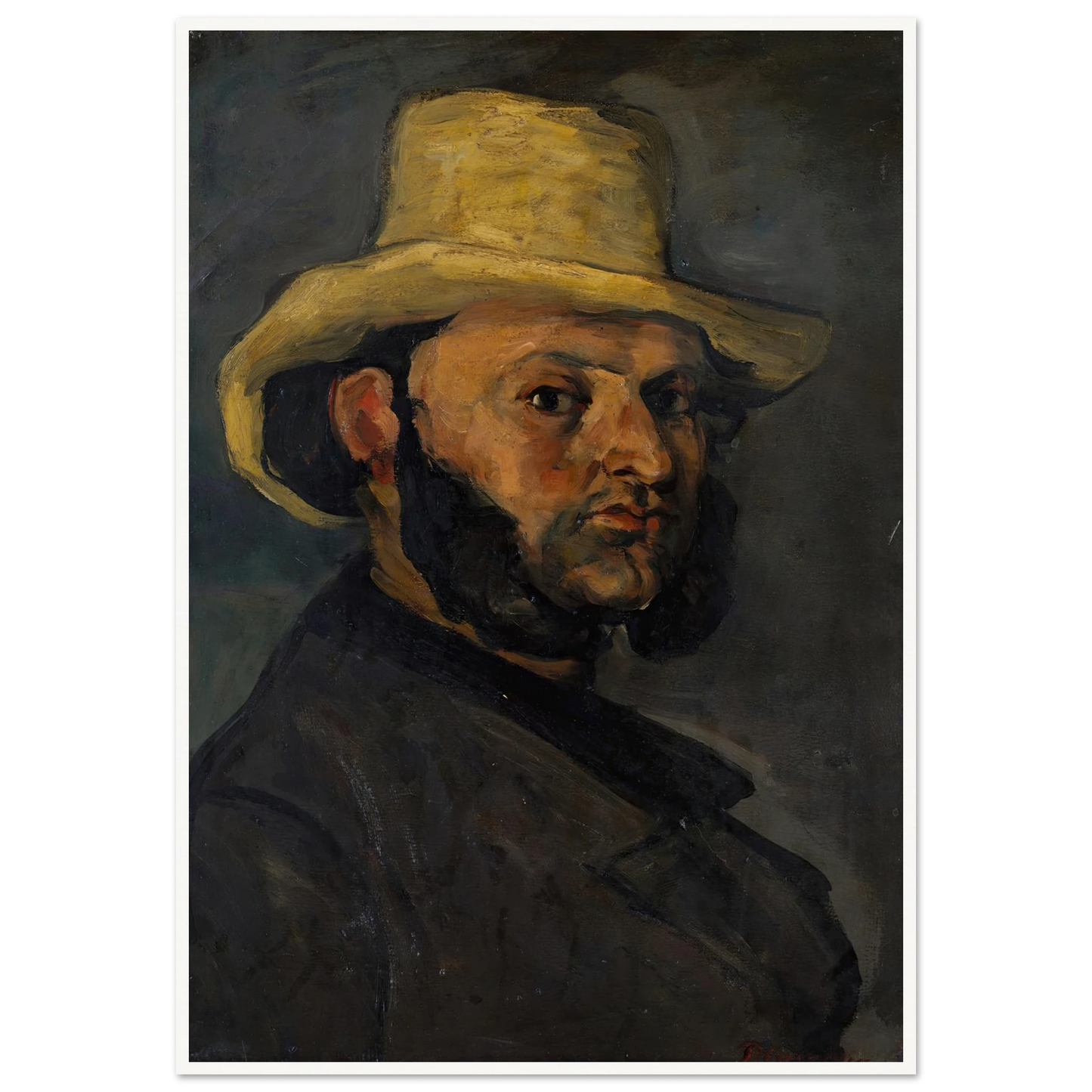 Gustave Boyer (b. 1840) in a Straw Hat (1870–71) Art Print | Paul Cezanne - Framed Poster - 30x40 cm / 12x16″ - Black frame