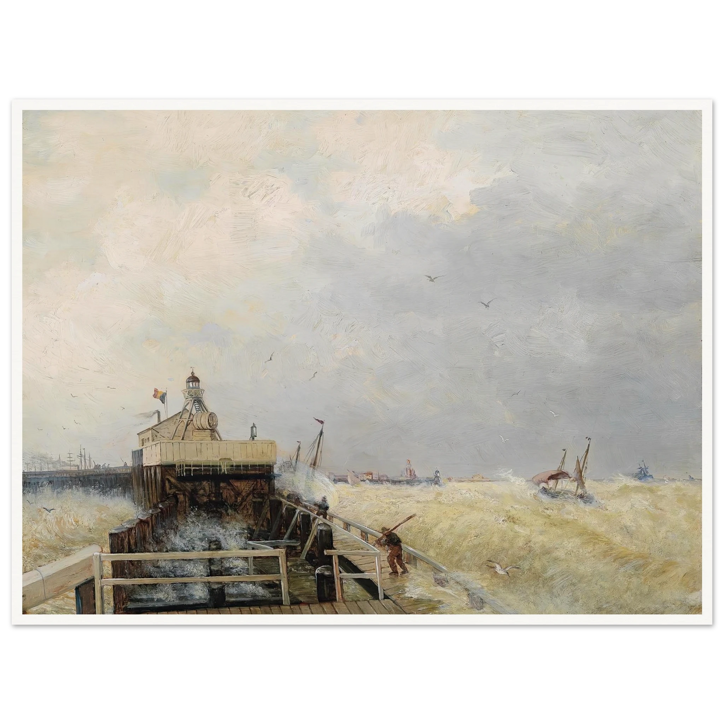 Hafen in Ostende Art Print | Hermann Ottomar Herzog - Framed Poster - 30x40 cm / 12x16″ - Black frame