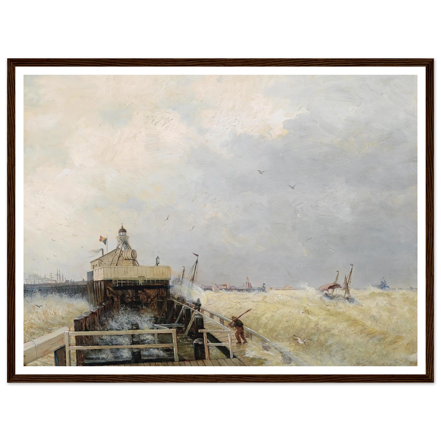 Hafen in Ostende Art Print | Hermann Ottomar Herzog - Framed Poster - 30x40 cm / 12x16″ - Black frame