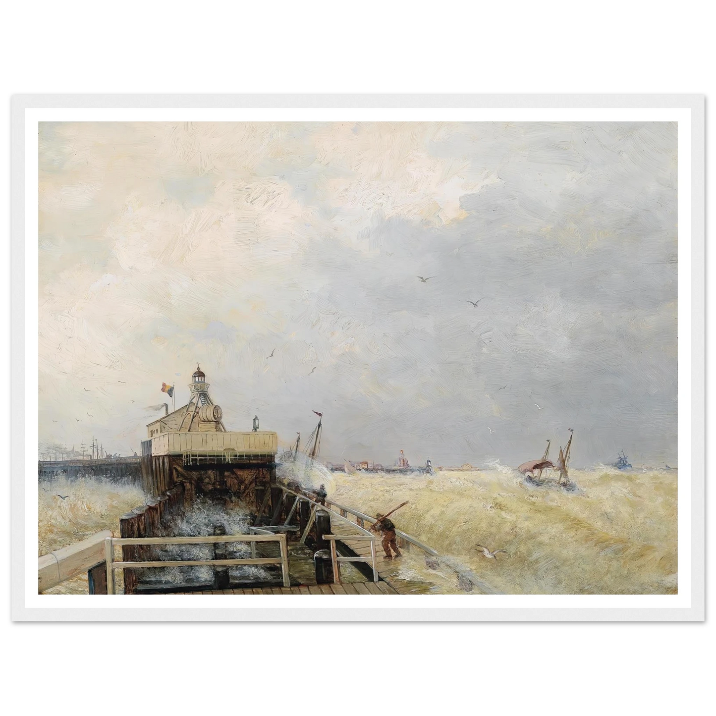 Hafen in Ostende Art Print | Hermann Ottomar Herzog - Framed Poster - 30x40 cm / 12x16″ - Black frame