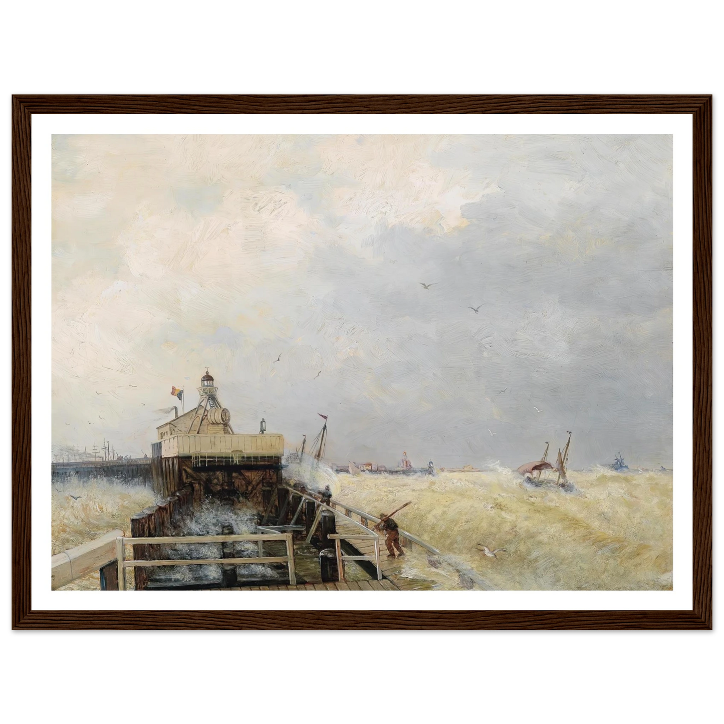 Hafen in Ostende Art Print | Hermann Ottomar Herzog - Framed Poster - 30x40 cm / 12x16″ - Black frame