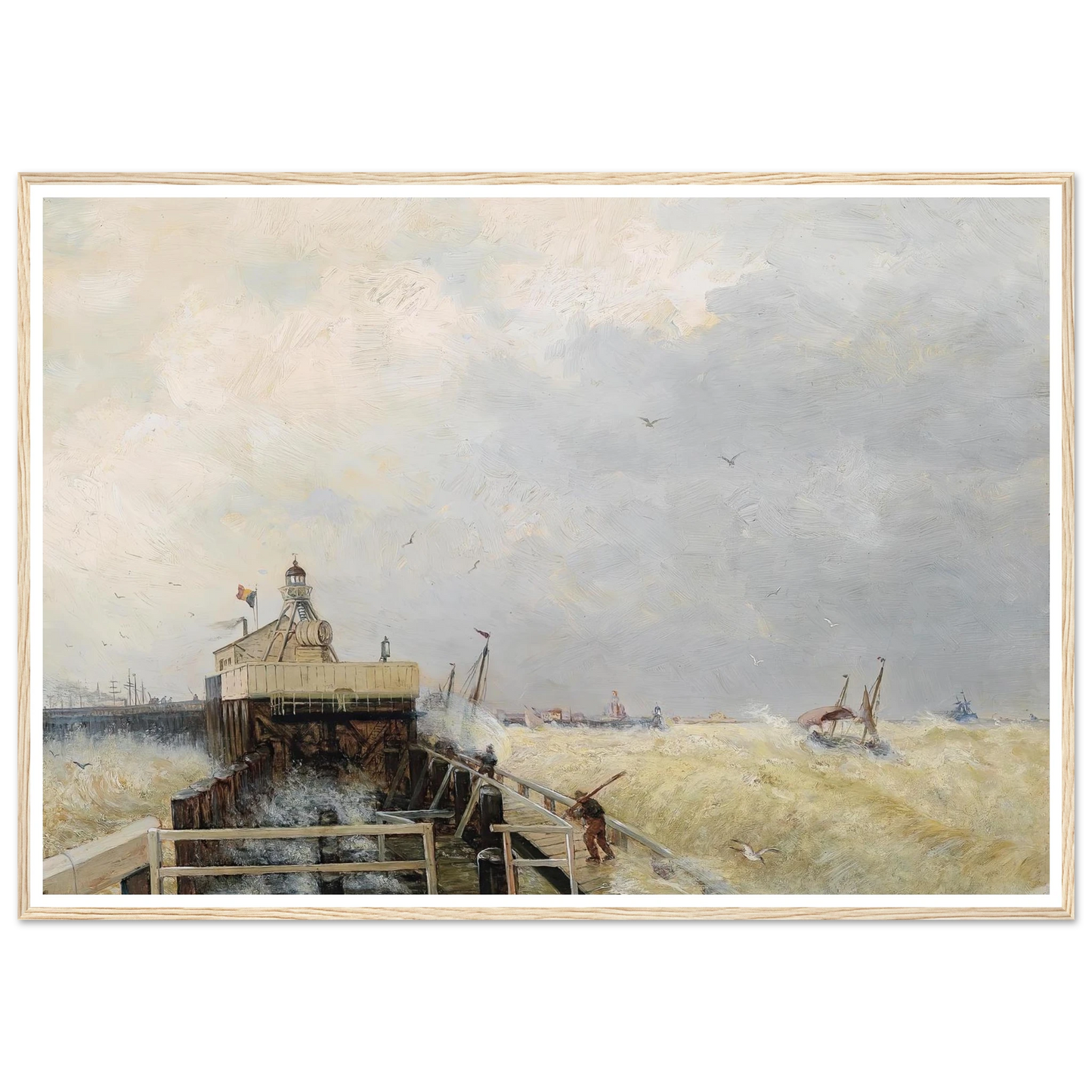 Hafen in Ostende Art Print | Hermann Ottomar Herzog - Framed Poster - 30x40 cm / 12x16″ - Black frame