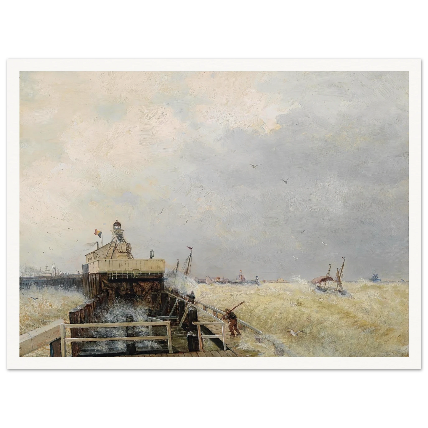 Hafen in Ostende Art Print | Hermann Ottomar Herzog - Framed Poster - 30x40 cm / 12x16″ - Black frame